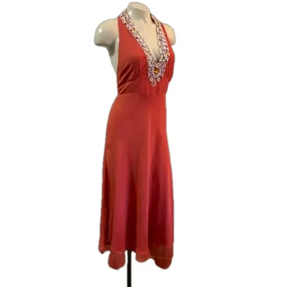 Nicole Miller | Dresses | Nicole Miller For Neiman Marcus Halter Beaded 0  Silk Dress Sz 12 Nwt | Poshmark
